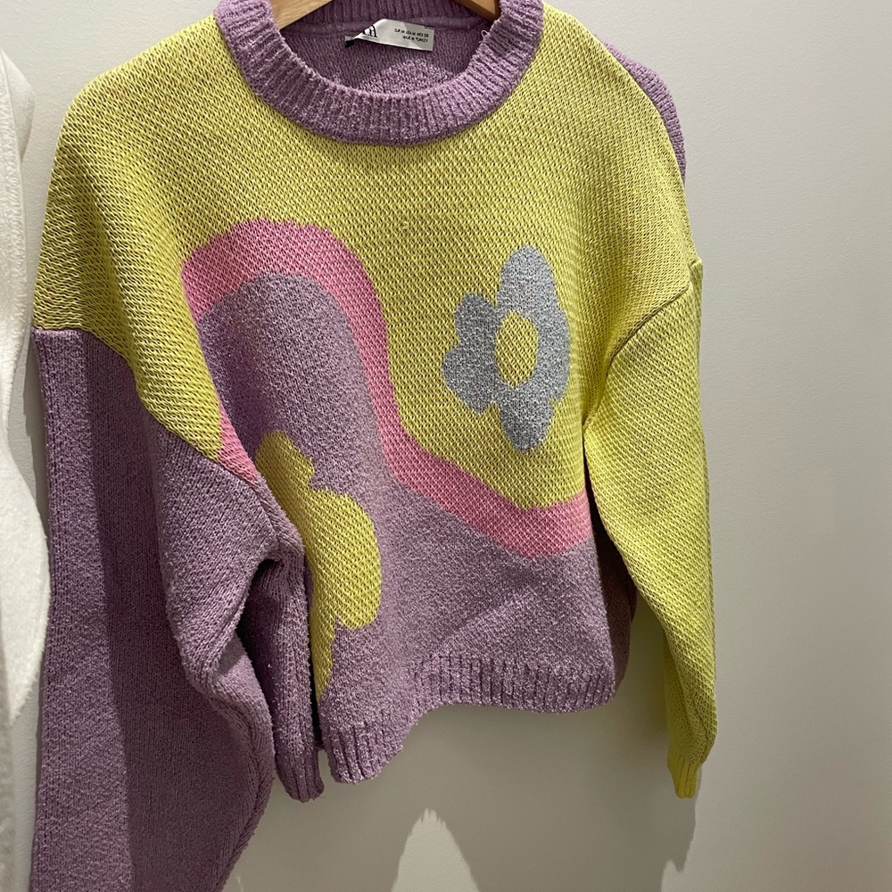 Zara Purple and Yellow Women's Sweater